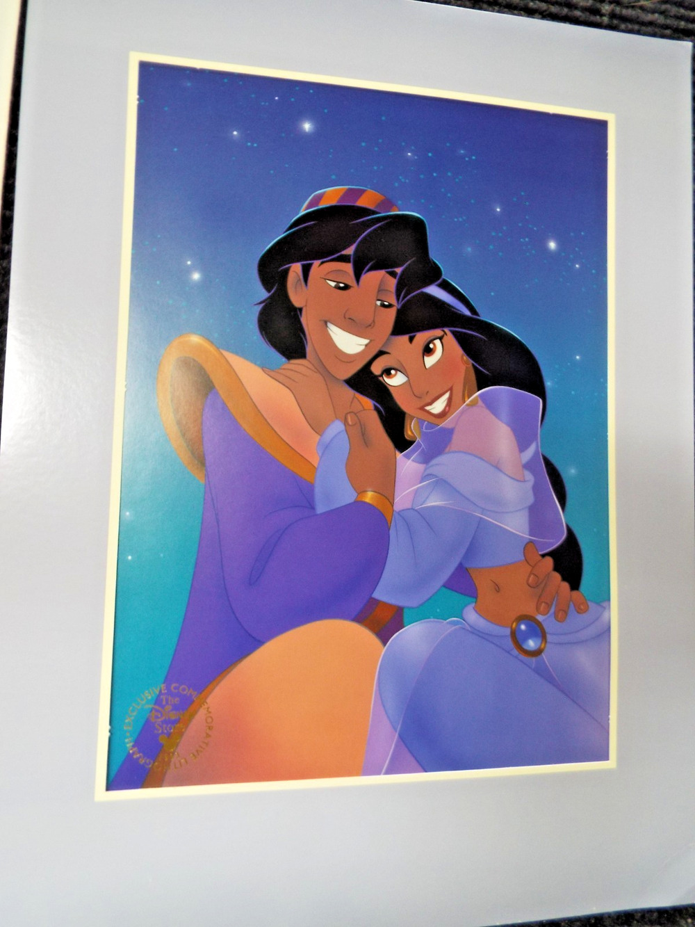 Vintage Walt Disney Aladdin & Jasmine Exclusive Commemorative Lithograph 1993